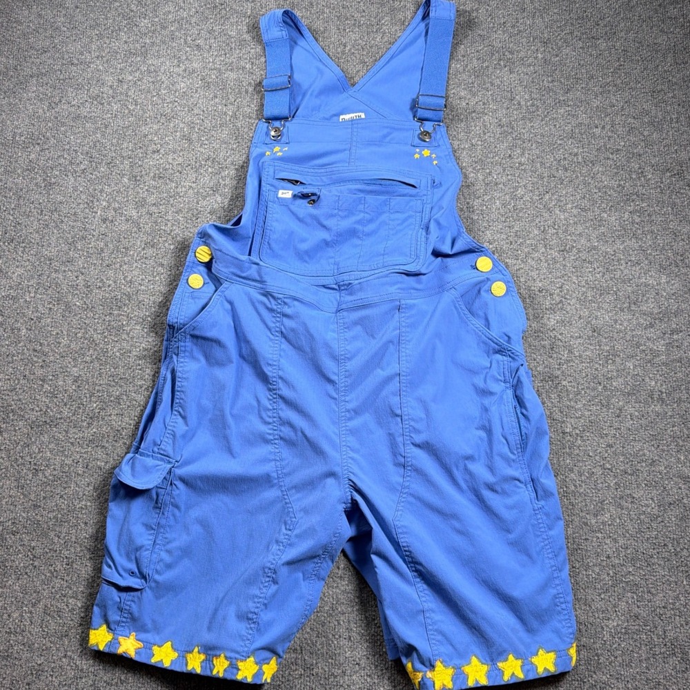 Duluth Trading Co Heirloom Short Overalls Women XL Blue Custom Star Painted